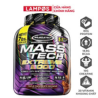 MuscleTech Mass Tech Extreme 2000 (3.2Kg) Hỗ Trợ Tăng Cân Cho Nam & Nữ | 80g Protein, 18g BCAA, 10g Creatine, 20 Loại Vitamin Khoáng Chất