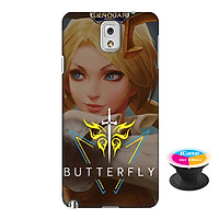 Ốp lưng nhựa dẻo dành cho Samsung Galaxy Note 3 in hình Butterfly - Tặng Popsocket in logo iCase - Hàng Chính Hãng