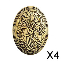 4xNorse Medieval Viking Shield Symbol Brooch Oval Shawl Sweater Pin Gold