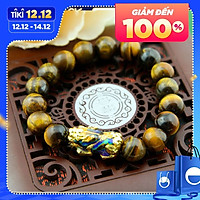 Vòng tay phong thủy nam nữ mix tỳ hưu đổi màu – Đá Obsidian 8mm mang lại tài lộc, may mắn – VTPT26