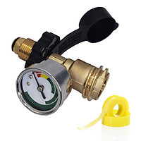 Universal POL Propane Tanks Adapter with Gauge Convert POL Tanks Valves to QCC1 Propane Tanks Gauge for BBQ Gases