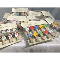 Set 10 kẹp gỗ dễ thương, tặng kèm dây thừng