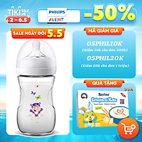 Bình sữa Mô phòng tự nhiên Philips Avent dung tích 260ml cho bé từ 1 tháng tuổi (họa tiết Hippo/Flamingo)