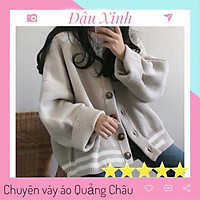 Áo khoác len cardigan nữ dáng rộng cổ chữ v ulzzang hàn quốc siêu xinh - 051