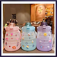 Bình nước thể thao 1,4 lít màu cầu vòng có tặng kèm sticker