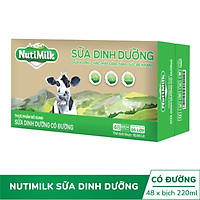 Thùng 48 bịch Nutimilk Sữa dinh dưỡng Có đường 220ml