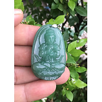 Mặt Dây chuyền Phật Bản Mệnh tuổi Thân, Phật Như Lai Đại Nhật, Đá Thạch Anh Xanh, Cỡ to BAN1