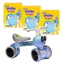 Combo 3 gói tã quần Unidry M74 tặng xe chòi chân con ong phát đèn nhạc VBCare 052