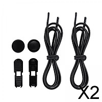 2xNo Tie Elastic Shoelaces Lock Laces Fastening Shoe Strings Black