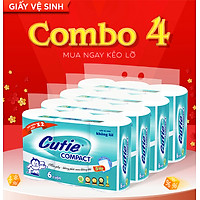 Giấy vệ sinh Cutie Compact không lõi - Combo 4 bịch