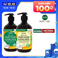 Dầu xả thảo dược gừng dừa Cocayhoala mềm mượt tóc, dưỡng tóc, phục hồi hư tổn dung tích 440g -95%thành phần từ gừng tươi hữu cơ còn nguyên xơ gừng an toàn cho mẹ bầu mẹ sau sinh