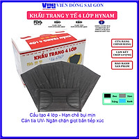Khẩu trang y tế 4 lớp vải không dệt Hynam - (50 cái/ hộp) - Màu đen