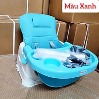 Ghế ăn dặm cho bé, ghế ăn dặm gấp gọn, ( Có Nệm Da, hộp để khăn giấy, Chân sắt ,Bánh xe)