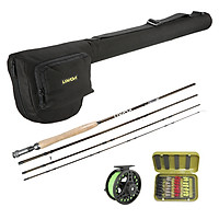 Lixada Lightweight Portable Fishing Rod Reel Combo Kit Set Fishing Starter Package 4-Piece Fly Fishing Rod Pole With - Black