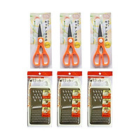 Combo Kéo Nhà Bếp Màu Sắc Echo+ Bàn Nạo Inox 3 Trong 1- Nội Địa Nhật Bản