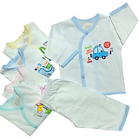 Combo of 5 sets of white long-sleeved cotton baby clothes, soft, sweat-absorbent, airy, high-quality fabric