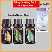 Combo Tinh Dầu Bạc Hà N'Farm, Tinh Dầu Bạch Đàn, Tinh Dầu Bưởi Chùm N'Farm (10ml x 3)/ Tinh Dầu Thiên Nhiên Nguyên Chất, Tinh Dầu Xông Phòng, Thích Hợp Dùng Với Đèn Xông Và Máy Khuếch Tán Tinh Dầu.