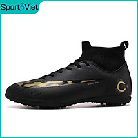 Giày đá banh bóng đá sân cỏ nhân tạo cao cấp mầu đen SV12BLACK