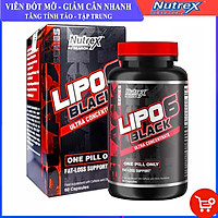 Thực phẩm bổ sung LIPO 6 BLACK của Nutrex hộp 60 viên hỗ trợ đốt mỡ, giảm cân mạnh mẽ, tăng tỉnh táo tập trung cho người tập GYM và chơi thể thao