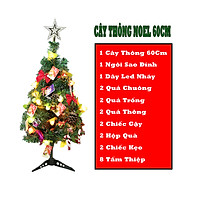 Cây Thông Noel Xinh Xắn Màu Xanh Cao 60cm Kèm Đầy Đủ Phụ Kiện Trang Trí Đẹp, Cây Thông Nhỏ Gọn Trưng Bày Nhà Cửa Mùa Giáng Sinh - Tặng Kèm Cáp Sạc Hỗ Trợ Sạc Nhanh Dây Dù Chống Đứt Gãy
