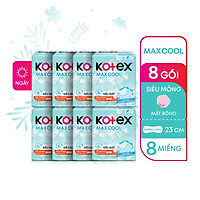 Combo 8 gói Băng Vệ Sinh Kotex Max Cool Siêu Mỏng Không Cánh 23cm 8 miếng