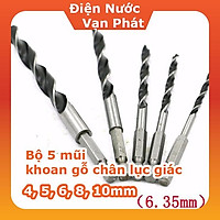 ĐNVP -Bộ 5 mũi khoan gỗ có đầu định tâm, chuôi lục giác tiện lợi (P141)
