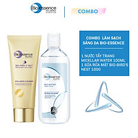 Combo làm sạch - sáng da Bio-essence (Nước tẩy trang Bio-Water Micellar Water 100ml + Sữa rửa mặt dưỡng da Bio-Bird's Nest Collagen Cleanser 100g)