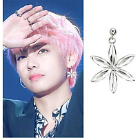 V BTS khuyên tai hình hoa độc đáo màu bạc