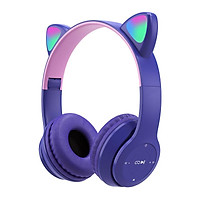 Wireless Headphones Cat Ear With Mic Bluetooth Cool Glow Light Stereo Bass Helmets Kids Gamer Girl Gifts