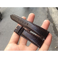 Dây đồng hồ da đà điểu khâu tay thủ công nhiều màu lựa chọn - Size 22 - Nâu