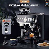 Máy pha cà phê xay hạt CF07 tích hợp xay nghiền hạt 15 mức độ, chế độ Tự Động, điều chỉnh định lượng tùy ý, Áp suất 19 Bar, công suất 1560W