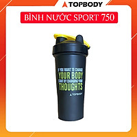 Bình nước tập gym 750ml cao cấp, tập thể thao, đá bóng