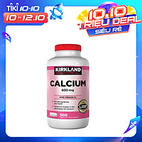 Thực phẩm chức năng Viên uống bổ sung Canxi 600mg và Vitamin D3 cho xương và răng - Kirkland Calcium 600mg With Vitamin D3 (500 Viên)