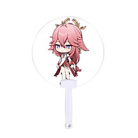 Quạt tròn cán nhựa in hình nhân vật YAE MIKO game GENSHIN IMPACT anime chibi cầm tay tiện lợi dễ thương