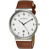 Skagen Men's Ancher Stainless Steel and Leather Quartz Watch