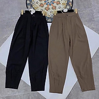 Quần baggy nữ khóa gấu quần tây nữ chất tuyết mưa cạp khuy trước chun sau khóa giọt lệ gấu quần dễ mặc Banamo 8321