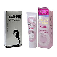 Bao Cao Su Kéo Dài Thời Gian Quan Hệ Power Men Longer Plus Type (Hộp 12 Chiếc) + Gel Bôi Trơn Không Mùi Sagami Nhật Bản Lọ 60g - Hàng Chính Hãng 100% - Che Tên Sản Phẩm - SHOP ADAM