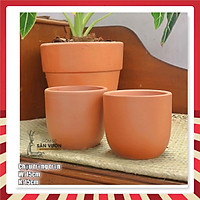 Combo 2 chậu gốm trồng cây Hình Trứng Trơn (2 cái 15x15cm) - gốm đất nung chất lượng cao Bình Dương