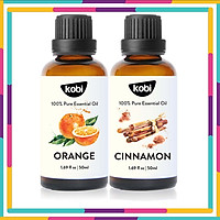 Combo Tinh Dầu Xông Phòng Cam Ngọt Kobi (50ml) + Tinh Dầu Vỏ Quế Kobi (50ml) - Tinh Dầu Thiên Nhiên Nguyên Chất, Giúp Giảm Stress, Xua Đuổi Côn Trùng Và Khử Mùi Hiệu Quả, Thích Hợp Dùng Với Đèn Xông Và Máy Khuếch Tán