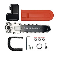 Cưa xích gắn máy mài - Khung cưa xích cầm tay tra dầu tự động - Phụ kiện gắn máy mài trục M10, M12.5, M14