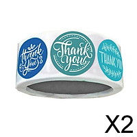 2x500 Pieces Roll Thank You Packaging Sealing Stickers Round Paper Labels Blue