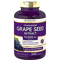 Carlyle Grape Seed Extract 16,000 mg Equivalent 240 Capsules – Maximum Strength Standardized Extract | Non-GMO, Gluten Free