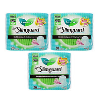 Combo 3 gói Băng Vệ Sinh Ban Ngày Laurier Super Slimguard Siêu Mỏng Cánh 1mm (22,5cm-20M)