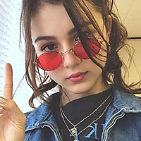 Unisex Outdoor Retro Style Sun Glasses Stylish Metal Frame Oval Color Lens UV400 Sunglasses for Men Women