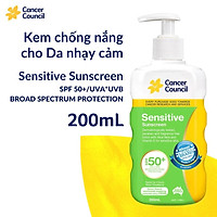Kem chống nắng dành cho da nhạy cảm Cancer Council Sensitive SPF50+/PA+++ 200ml