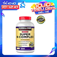 Viên Uống Kirkland Super B-Complex 500v, bổ sung vitamin B, Làm Tăng Hấp Thụ, Chuyển Hóa Năng Lượng, Nâng cao Hệ Miễn Dịch, giảm căng thẳng, mệt mỏi, giúp tóc, móng chắc khỏe.