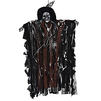 Halloween Hanging Skull Ghost Scary Creepy Flying Screaming Ghost Voice Control with Red LED Eyes Ornament Halloween