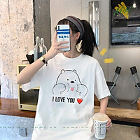 ÁO THUN UNISEX GAU I LOVE YOU Grizzly Panda và Ice Bear PHÔNG NAM NỮ GIA ĐÌNH CẶP ĐÔI CÓ SIZE TRẺ EM AOMIVN