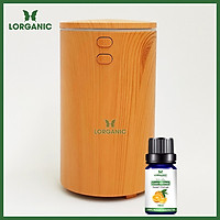 Combo máy khuếch tán/ máy xông tinh dầu Lorganic dùng cho ô tô (xe hơi) FX2069 + tinh dầu cam Lorganic (10ml). Phun sương sóng siêu âm/Cáp sạc USB tiện lợi.