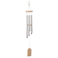 Wooden Wind Chimes 6 Aluminum Tubes Pine Wood for Bedroom Balcony Door Garden Yard Decoration